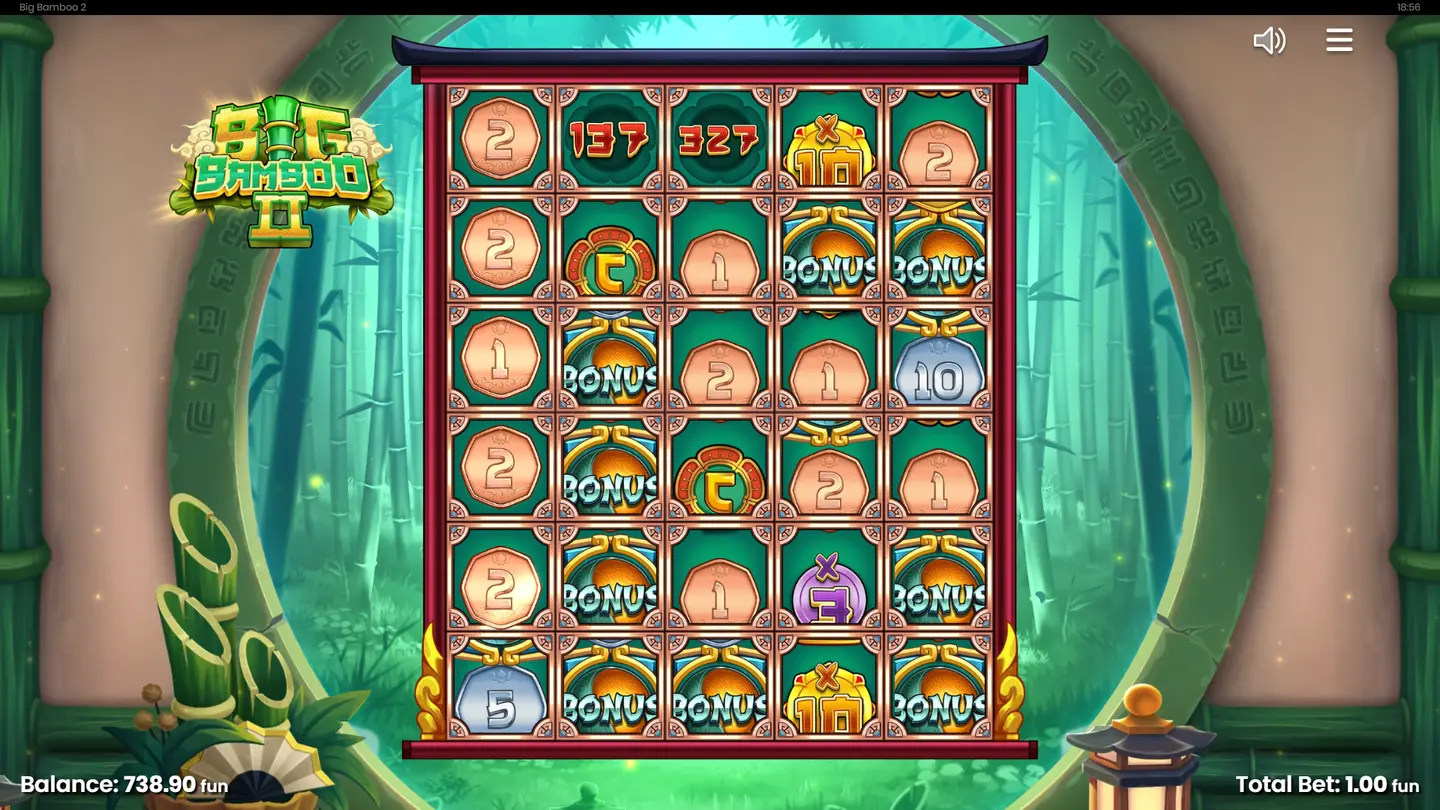 Golden Bamboo Feature active with Instant Prize, Multiplier and Collector prize types visible