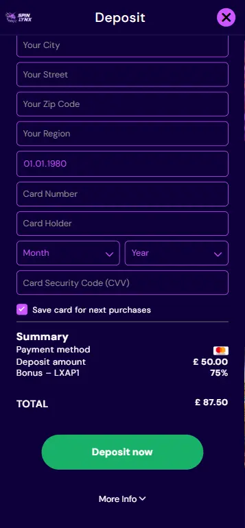 Making a GBP deposit at an online casino